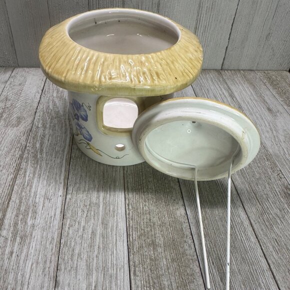 Vtg Teleflora Mushroom Shape Hanging Birdhouse Planter Floral 6.5" Tall Portugal - Picture 2 of 15